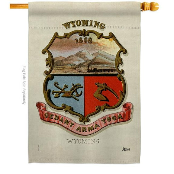 28 x 40 in. Coat of Arms Wyoming House Flag with Americana States Double-Sided Decorative Vertical Banner Garden Yard Gift