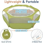 Pawaboo Small Animals Playpen, Waterproof Small Pet Cage Tent with Zippered Cover, Portable Outdoor Yard Fence with 3 Metal Rod for Kitten/Puppy/Guinea Pig/Rabbits/Hamster/Chinchillas, Green
