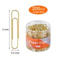NEEWAY Gold Paper Clips, 200pcs Large Size, 2 Inch Jumbo Paperclips