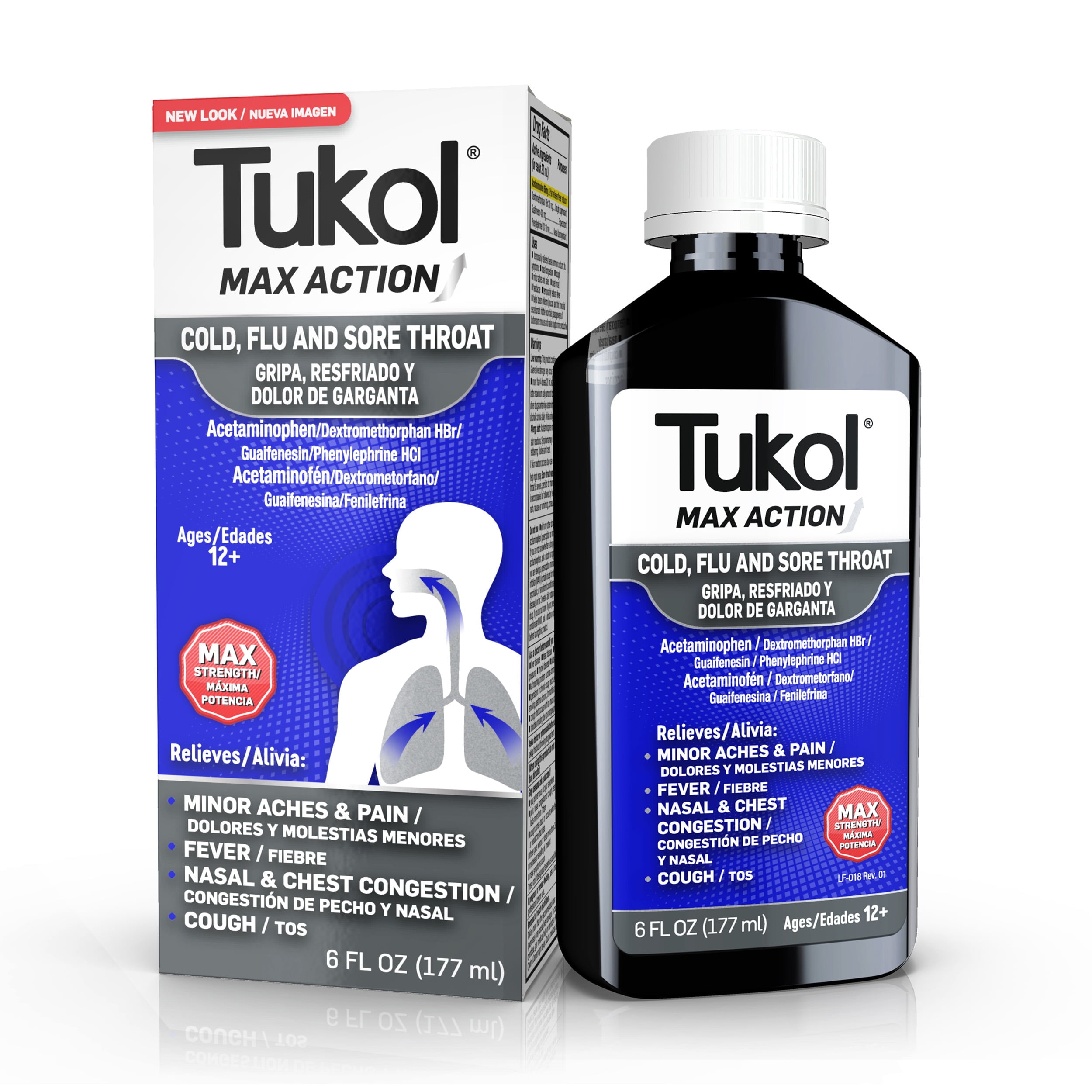 Tukol Max Action Cold and Flu Syrup Over-the-Counter Medicine, 6 fl oz
