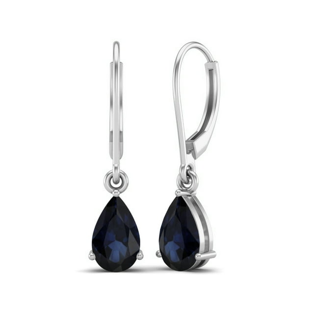 7x5 MM Forme de Poire Saphir Bleu 925 en Argent Sterling Boucles d'Oreilles Femmes Dangle