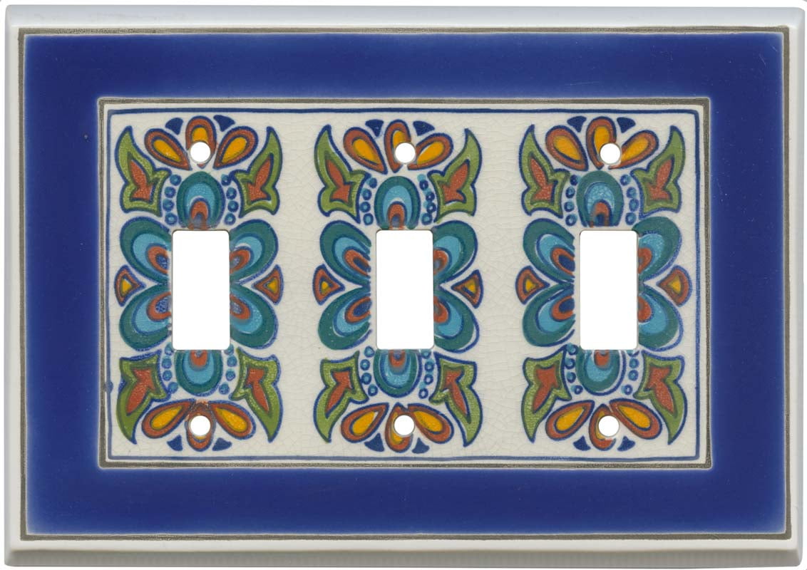 Switch Hits Mediterranean Ceramic 3 Toggle Light Switch Covers
