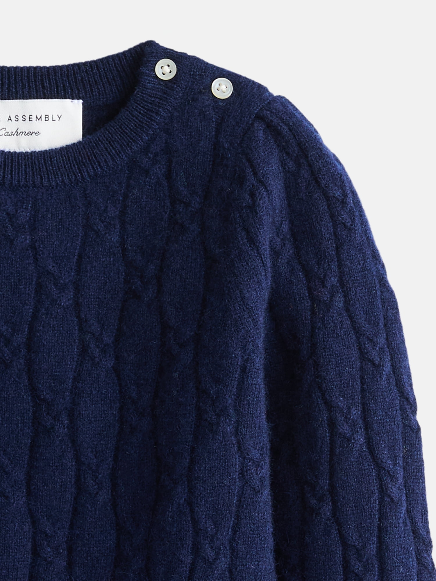 Free Assembly Baby Girls' Cashmere Cable Knit Sweater with Puff Sleeves, Sizes 6/9M-18M