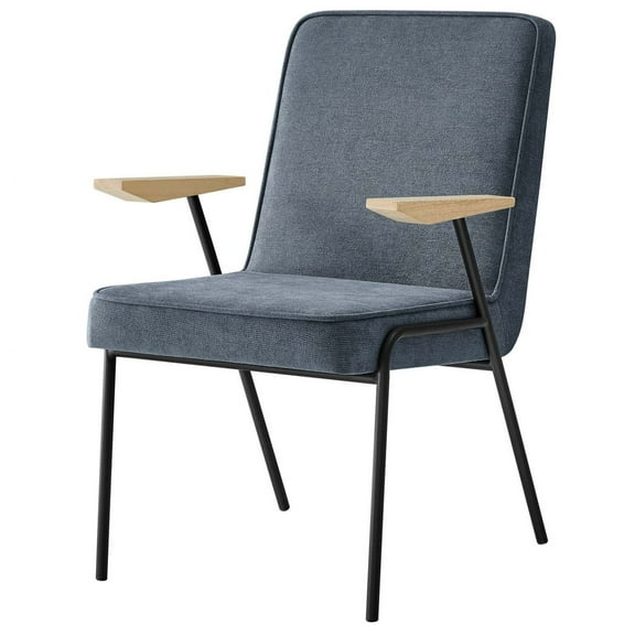 Side Dining Chair Armchair, Light Blue, Fabric, French Kitchen Cafe Bistro Hospitality Restaurant, Modern Contemporary HB36875