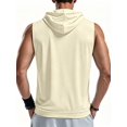 thumbnail image 3 of Men'S Workout Hooded Tank Tops Fashion Muscle Zip Up Sleeveless Hooded Slim Fit Gym Hoodie Khaki XL, 3 of 6