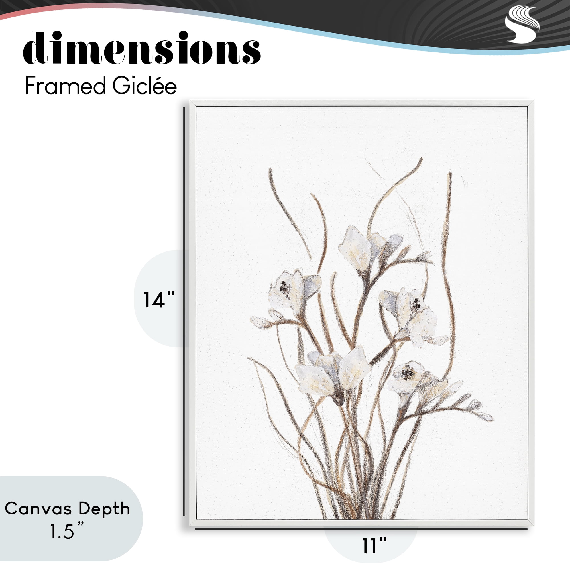 Stupell Industries Curly Branches on White White Framed Giclee Art, design by Lanie Loreth