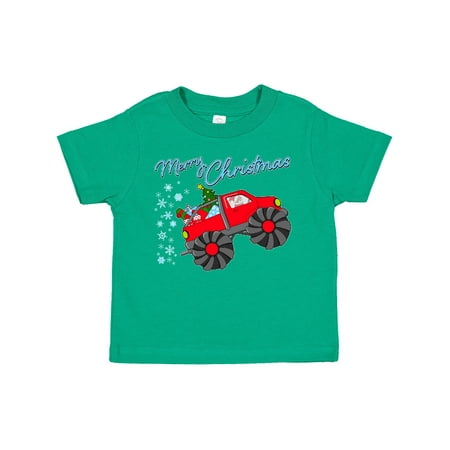 

Inktastic Merry Christmas- Santa Drives a Monster Truck Gift Toddler Boy or Toddler Girl T-Shirt