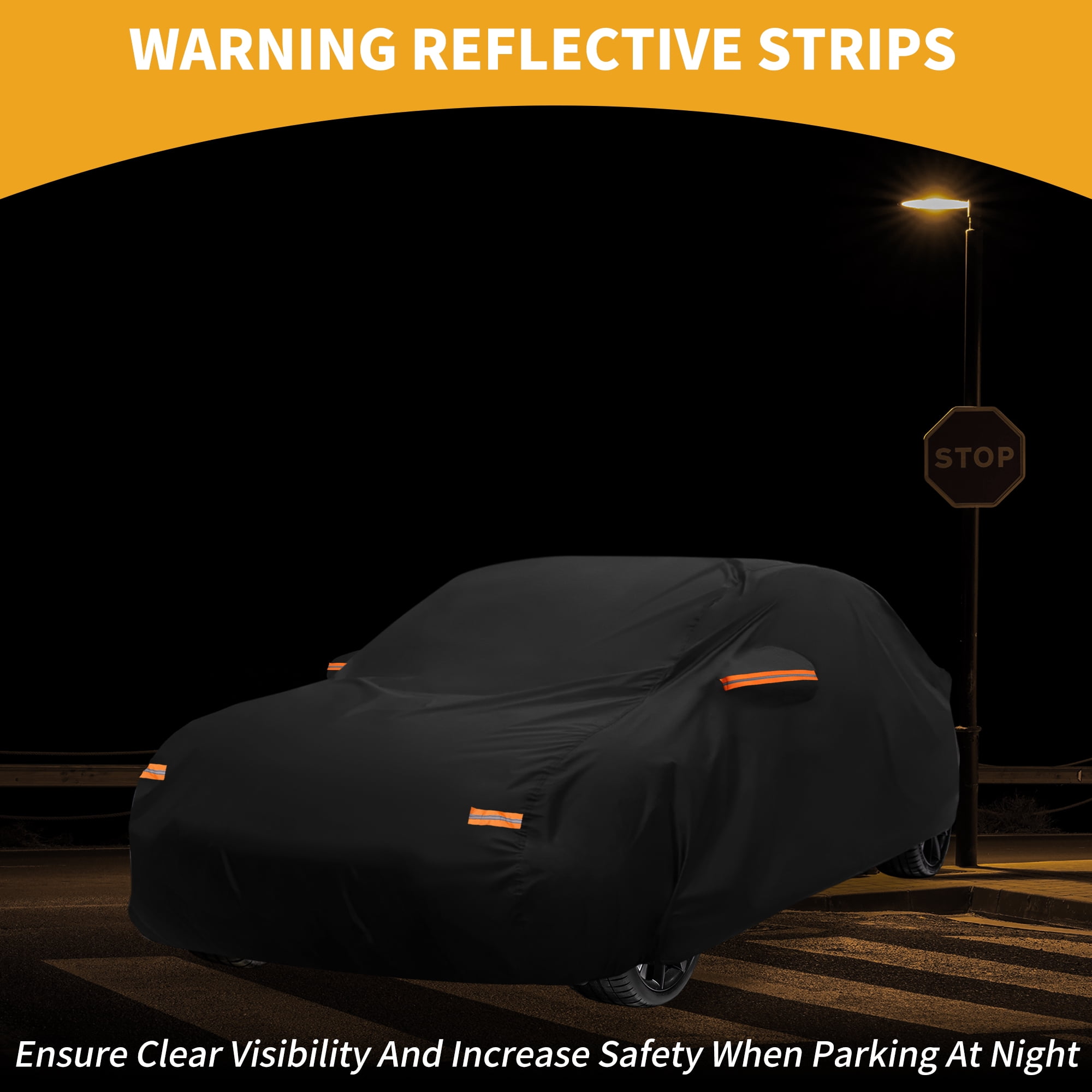 Unique Bargains Universal Waterproof Car Cover 190T-PU Black 208.66"x72.83"x51.18"