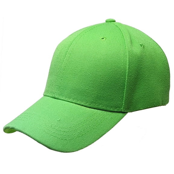 Lime Green Curved Visor Blank Baseball Cap Adjustable Size Unisex