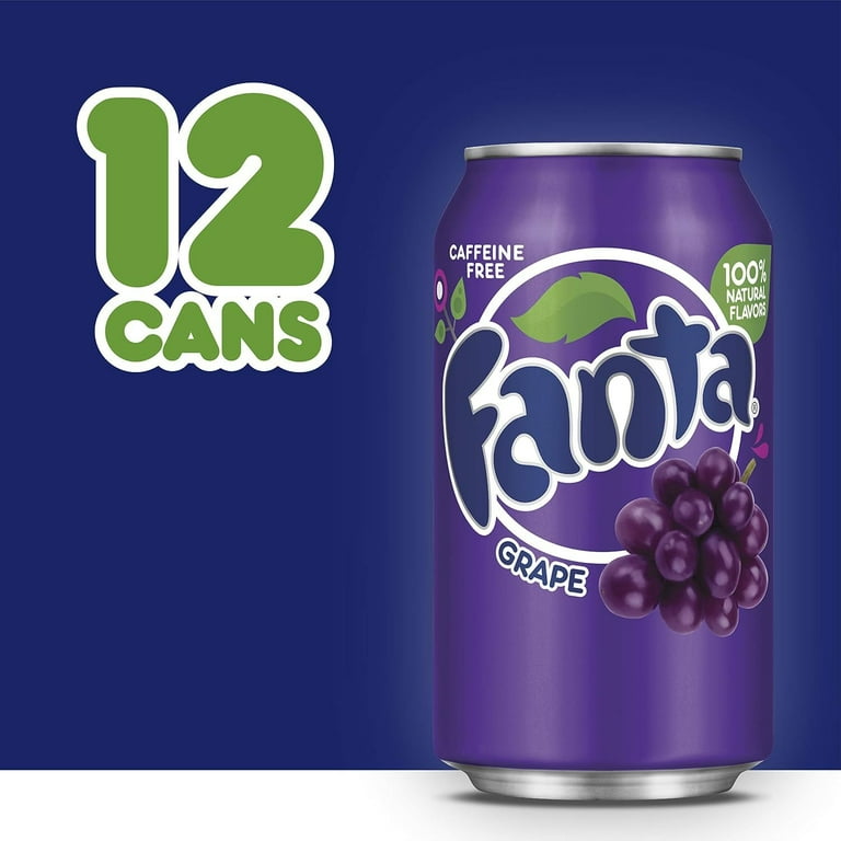 LZWF Fanta Grape Soda, 12 fl oz Cans, 12 Pack, Caffeine Free