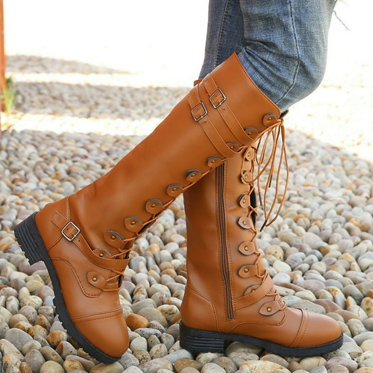 CBGELRT Knee High Boots for Women Vintage Fashion Lace-up CBGELRT Knee High Boots for Women Vintage Fashion Lace-up
