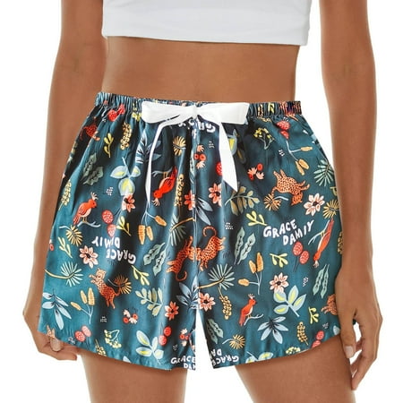 

JDEFEG Womens Business Casual Pants Comfy Womens Pajama Shorts Shorts Lightweight Printed Bow Elastic Waist Pj Bottoms Cute Pants Women Polyester Spandex Cotton Green One Size