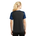 thumbnail image 2 of Sport-Tek Ladies CamoHex Colorblock V Neck Tee-XS (Black/ True Royal), 2 of 6