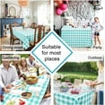 thumbnail image 2 of Checkered Square Tablecloth - Stain Resistant, Waterproof and Wrinkle Resistant Washable Table Cloth for Dining Room and Outdoor Use, 60 x 60 Inch, Aqua and White Gingham Pattern, 2 of 6