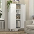 thumbnail image 6 of Marcree Metal Cabinet, Metal Storage Cabinets with Doors and Shelves, 2 Door Bedroom Storage Cabinets, Cabinet for Clothes, Living,Laundry Room, White, 6 of 8