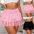 thumbnail image 5 of BdTemWBs Women Lace Patchwork Mini Skirts Y2k Ruffle Layered Pleated Fairy Short Skirts Flowy Mesh Low Rise Frilly Skirt Cute Skirts Streetwear (Black, L), 5 of 5