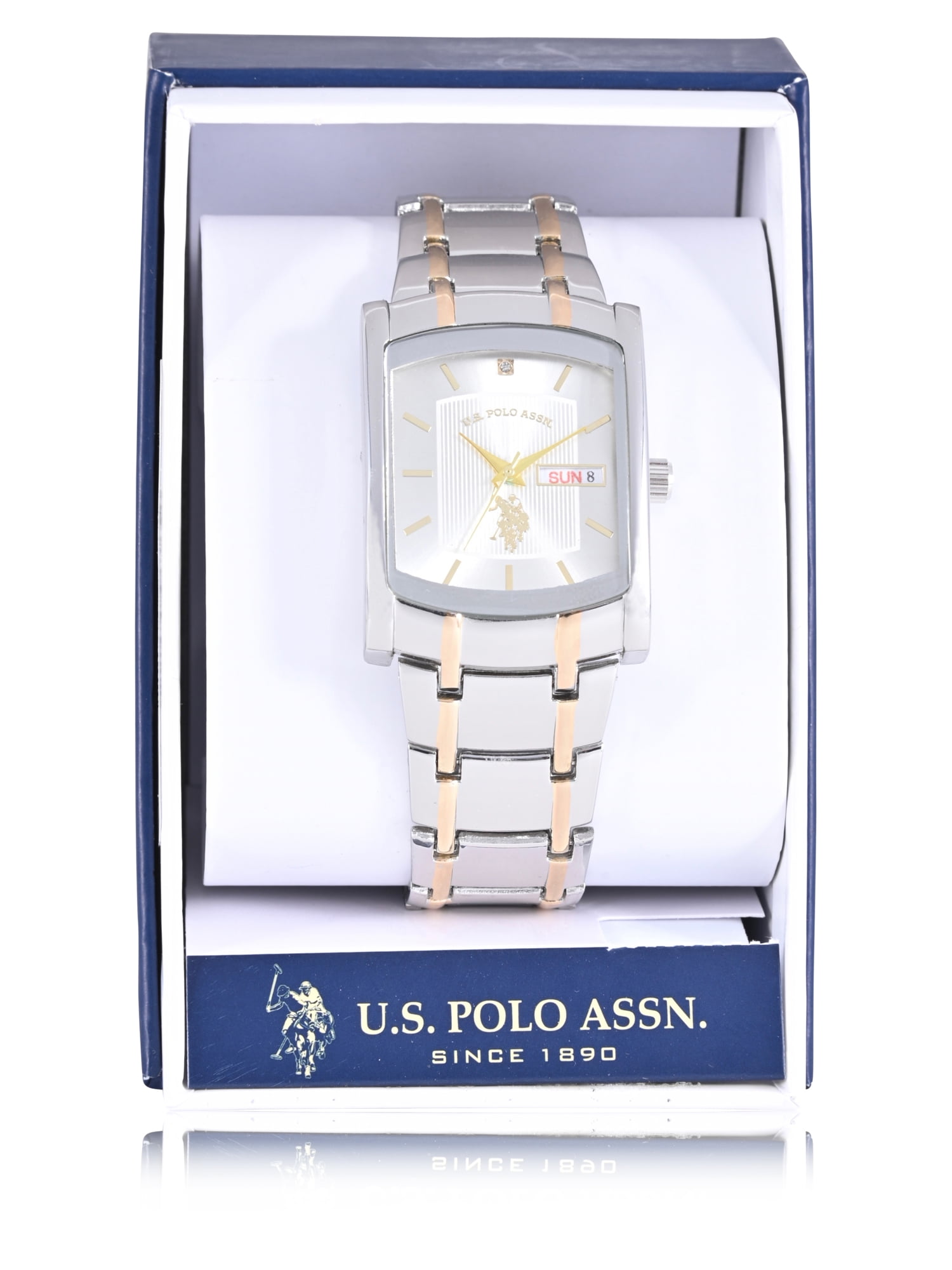 U.S. Polo Assn. Rectangle Men\'s USC80106 Analog-Quartz Gold Silver Tone Watch US Polo Assn. Men Rectangle Wristwatches | eBay main image 4