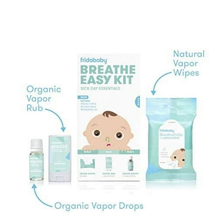 UPC: 0851877006417 | Frida Baby Breathe Easy Sick Day Essentials Kit with Vapor Rub Drops and Wipes for Kids Decongestant Relief 3 Pieces
