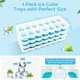 thumbnail image 4 of Paquete de 4 moldes para cubitos de hielo, bandeja para cubitos de hielo con tapa, 56 cubitos de hielo, fácil liberación, moldes de silicona para cubitos de hielo, sin BPA ni LFGB, apilables, bandeja JFHHH pequeña, 4 of 5