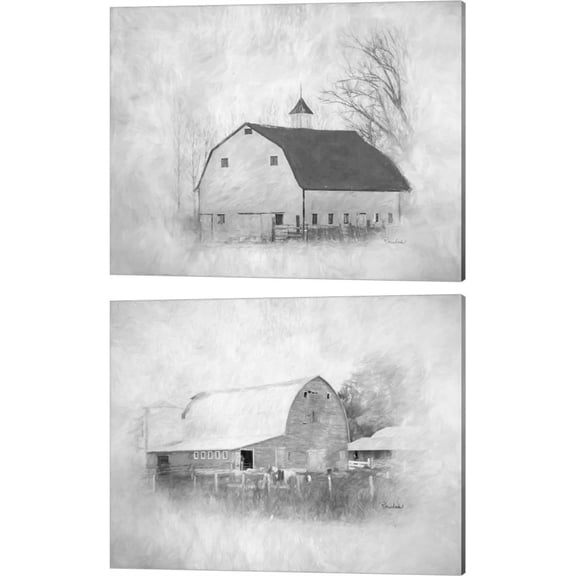 Great Art Now The White Barn & Sully's Barn by Ramona Murdock 2 Piece Canvas Art Set Each 15"W x 12"H