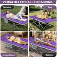 thumbnail image 5 of DKMOCO XL Folding Camping Cot with Mattress & Carry Bag, 28" x 75" 500lbs Heavy Duty Portable Sleeping Cot Bed for Adults, Home Office Guest Outdoor Camping Travel, Gray Cot Purple Gray Pad, 5 of 8