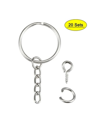 24pcs Flat Key Rings Key Chain Metal Split Ring (Round 1 inch Diameter),  for Home Car Keys Organization, Lead Free Electroplated Black 