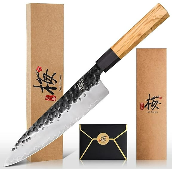 8 Inch Professional Kitchen Knife,High Carbon Steel Ultra Sharp Chef's Knife with Olivewood Handle & Gift Box