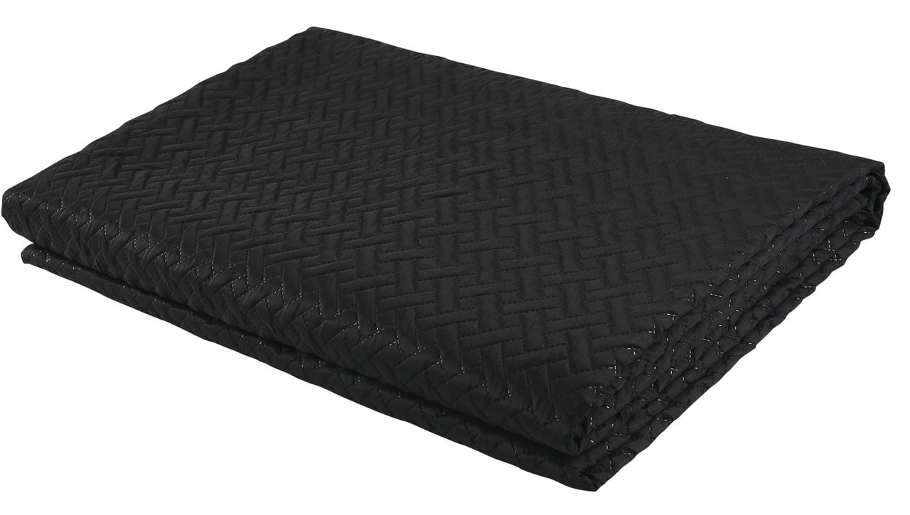 Legacy Decor 3 Pcs Squared Stitched Pinsonic Reversible All Season Bedspread Quilt Coverlet Oversized Queen Size Black Color, All Ages.