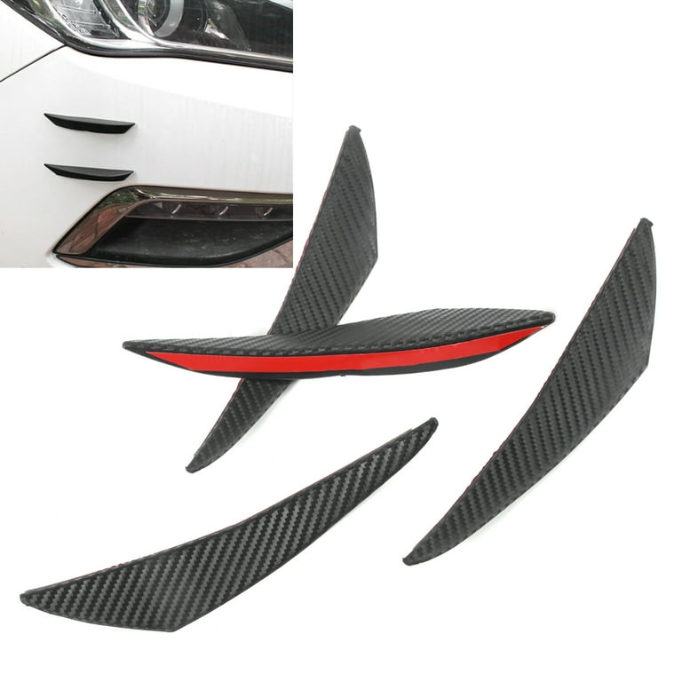 Lip Splitter Canard 4PCS Car Front Bumper Spoiler Carbon Fiber Color Rubber  Universal Fin For Auto Decoration 