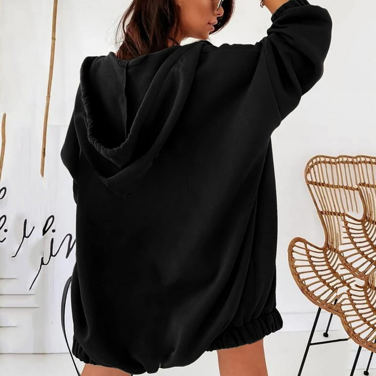Oversized Long Hoodies for Women Casual Zip Up Jacket Hooded Sweatshirts Solid Long Sleeve Tunic Dress Tops Loungewear Oversized Long Hoodies for Women Casual Zip Up Jacket Hooded Sweatshirts Solid Long Sleeve Tunic Dress Tops Loungewear