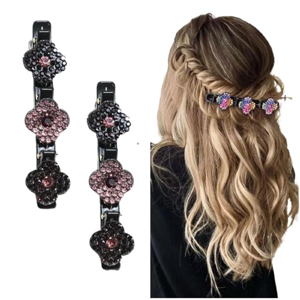 Pinzas para el cabello trenzadas con piedras de cristal brillantes, pinzas para el cabello trenzadas para mujeres, pinzas para el cabello trenzadas con piedras de cristal, pinzas para el cabello trenz