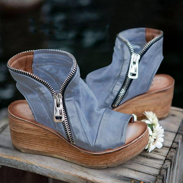 Sandalias de cuña de caña alta de moda de verano Sandalias romanas de boca de pez de suela gruesa Wmkox8yii sa4739