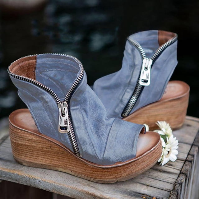Sandalias de cuña de caña alta de moda de verano Sandalias romanas de boca de pez de suela gruesa Wmkox8yii sa4743