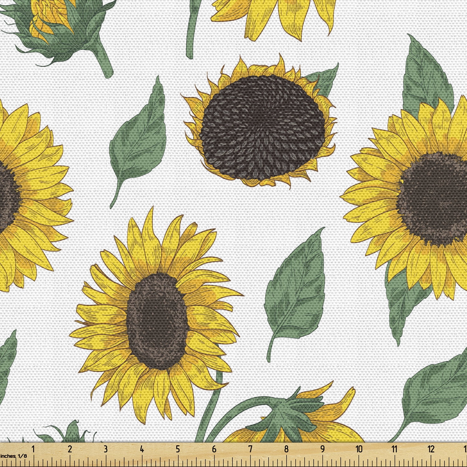 Printed fabric of your choice featuring Wild Yellow Sunflowers on Black Background Sunflower Fabric By the Yard