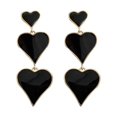 thumbnail image 1 of Pendientes colgantes con forma de corazón negro para mujeres y niñas, 1 of 5