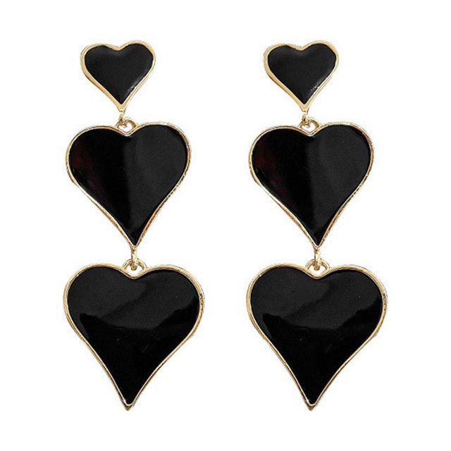 Pendientes colgantes con forma de corazón negro para mujeres y niñas