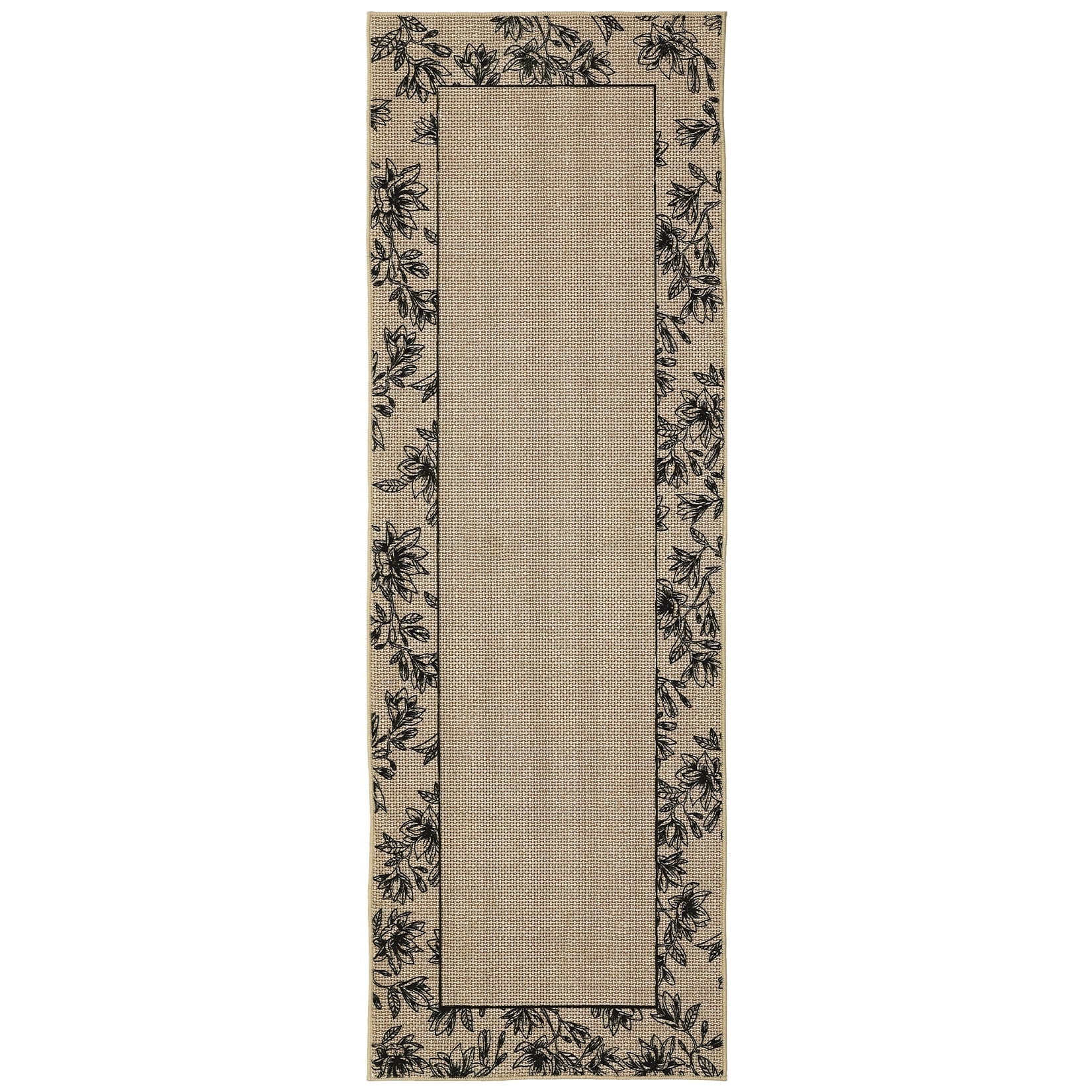 Garvee Washable Runner Rugs 2x6 Modern Bordered Rugs, Soft Ultra Thin Accent Carpet Non Slip Low Pile Rug for Hallway Kitchen Entryway Bathroom, Linen
