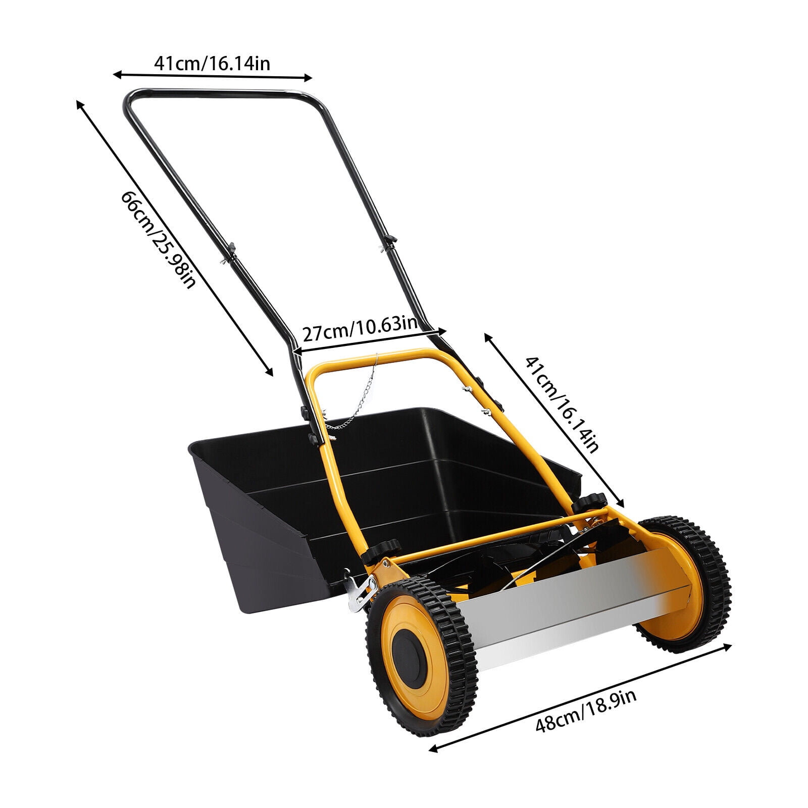 Hand Push Lawn Mower 14“ Cutting Width Adjustable Height with Grass Collecting Box