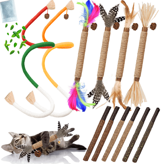 Grembeb Cat Toys 12PCS Catnip Rope for Indoor Kitten Treat Cats Chew Stick for Kicking