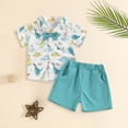 thumbnail image 2 of Toddler Baby Boy Short Sleeve Button Down Shirt Casual Shorts Set Summer Outfits 1-6 Years Clothes, 2 of 6