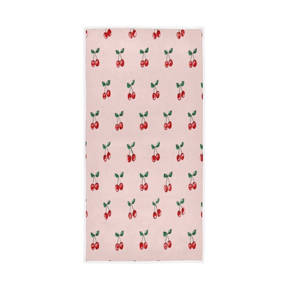 Towel 30x15 Inch Face Towel Hand Towel Bath Towels Hand Bath Towels Single-Sided Printed Towels, Lightweight, Breathable and Absorbent Cartoon Cherry Pattern