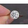 thumbnail image 2 of 1.25 Ct Halo Round cut Man made diamond moissanite & Man made diamond moissanite Ring with 18k Gold Plating, 2 of 6