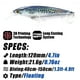 thumbnail image 3 of Señuelo Duro de Pececillo Hundido de 120 mm para Agua Salada, Jerkbait , Cebo Artificial para Lubina, Accesorios de Pesca en el Mar. B, 3 of 5