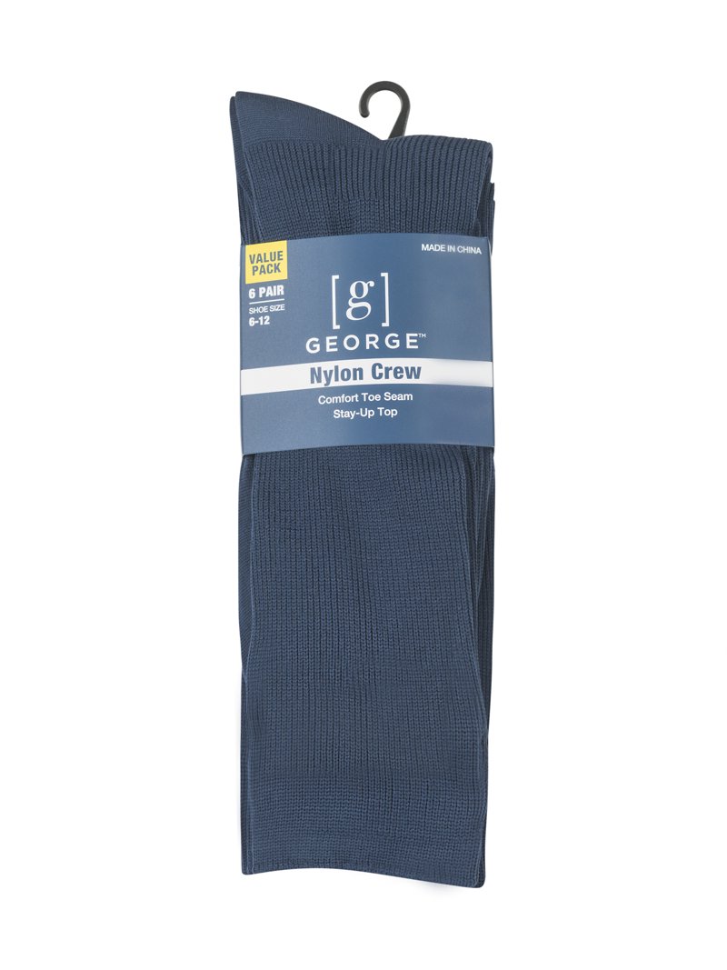 George Men's Nylon Crew Socks, Pack