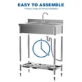 thumbnail image 5 of Stainless Steel Single Bowl Utility Sink Set, 39" Commercial Kitchen Sink with 360°Rotating Faucet, Workbench & Storage Shelf, Hot and Cold Water Pipes, for Home Restaurant Garages, 5 of 7