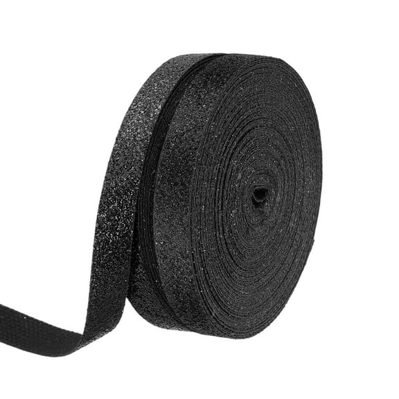 2 Rolls Metallic Glitter Ribbon Roll, 3/8 Inch x 10 Yards Sparkly Glitter Ribbon for Gift Wrapping Crafts Holiday Wedding Birthday Party Decoration Floral Bouquet, Black