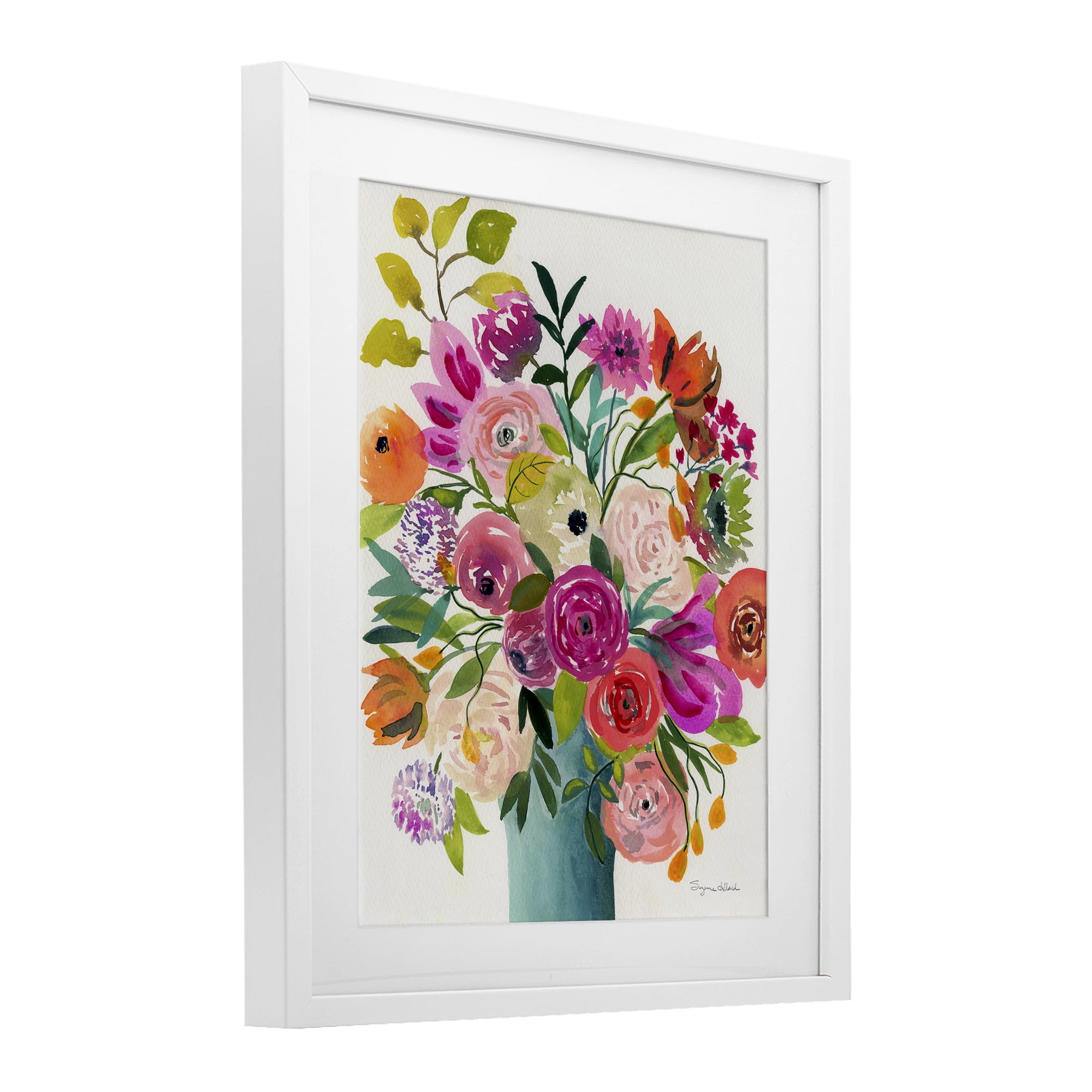 Stupell Industries Jewel Of Summer Bouquet White Framed Print Under Glass, design by Suzanne Allard