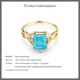thumbnail image 5 of Gem Stone King 18K Yellow Gold Plated Silver Ring Emerald Cut Green Turquoise and Moissanite (1.88 Cttw, Size 9), 5 of 5