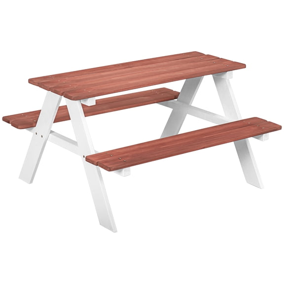 CoSoTower Kids Picnic Table Set, Wooden Table & Bench Set, Kids Patio Furniture Outdoor Toys for Garden, Backyard, Aged 3-8 Years Old, Brown
