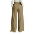thumbnail image 3 of Likimi Pants Women High Waisted Wide Leg Elastic Waistband Solid Color Loose Fit Elegant Casual Comfort Trousers With Pockets Khaki Size S, 3 of 6